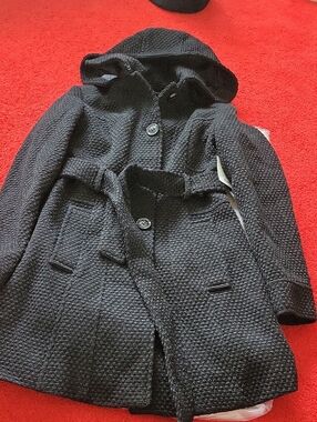 Liz Claiborne Black Petite Hooded Outerwear